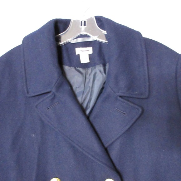 J Crew Factory Women Pea‎ Coat Wool Military Blue Gold Buttons NWOT - Picture 3 of 10